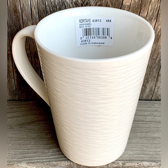Noritake Textured WoW Swirl White on White Coffee Mug - Picture 3 of 10